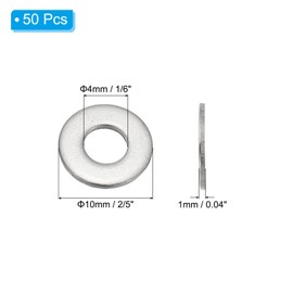 PATIKIL 304 Stainless Steel Flat Gasket, 50 Pack 1/6" ID x 2/5" OD x 0.04" Thick Metal Fender Washers Small Washers for Screws Bolts Assortment