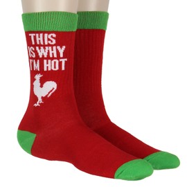 Mad Engine Sriracha Men's Socks This Is Why I'm Hot Chili Sauce Design 2 Pairs Adult Mid-Calf Crew Socks Shoe Size 8-12