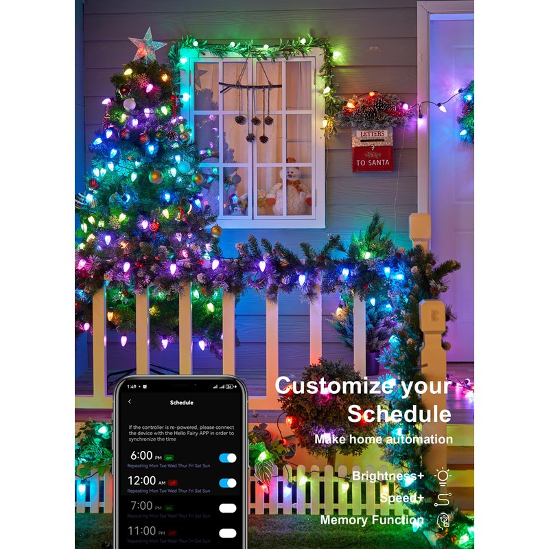 Brightown Smart Christmas Lights Outdoor, 100 LED RGB C9 String