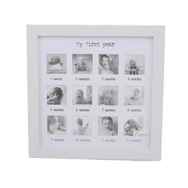 Focket Baby First Year Photo Frame, 12 Month Picture Frame, First Year by Month Baby Keepsake Photo Frame, Baby's First Year Frame, Collage Frame for Baby Newborn