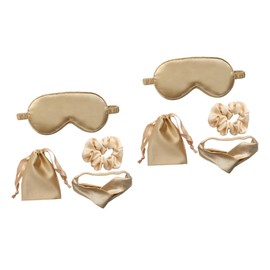 Ipetboom 2sets Imitation Silk Sleep Mask Kit Hairband Tie Storage Bag Relaxing Eye Patch for and