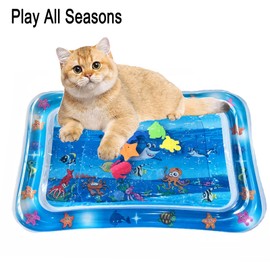 ZHAKKE Thickened Cat Water Bed Sensory Playmat 27.16 x 19.68 in Square Sensor Cat Cooling Mat for Pets Playing Sleeping All Seasons