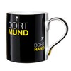 BVB Borussia Dortmund Tasse, dort Herz, dort Mund, schwarz, 0,3