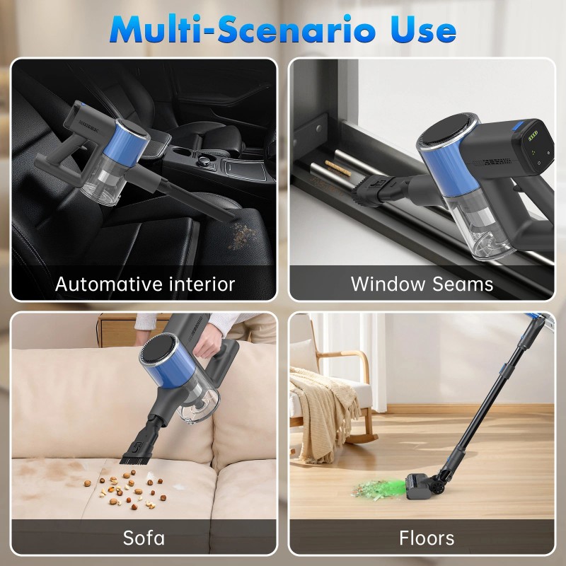 OMESER Cordless Stick Vacuum Cleaner 30KPA Powerful Touch Screen Lightweight