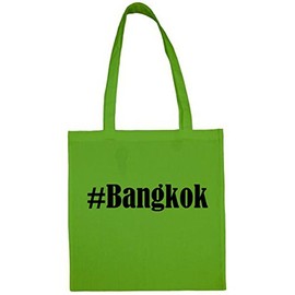 Social Network... # Bangkok Hashtag Tote Bag School Bag Gym Bag 38 x 42 cm in Pink Blue Green Grey Yellow Red Black White Beige