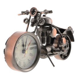 FOMIYES Bike Ornament Motorcycle Figurine Bedside Alarm Clock: Retro Classic Handmade Iron Motorcycle Shape Kids Clock Metal Art Ornament for Table Decor Coffee Work Desk Decor