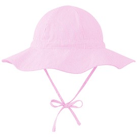 Durio Sun Hat Baby Hat Children Adjustable Foldable UV Protection with Adjustable Ties and Wide Brim, Pink stripes