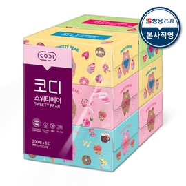 Cody Sweetie Bear 200 sheets x 6 1 pack / 코디  스위티베어 200매x6 1팩