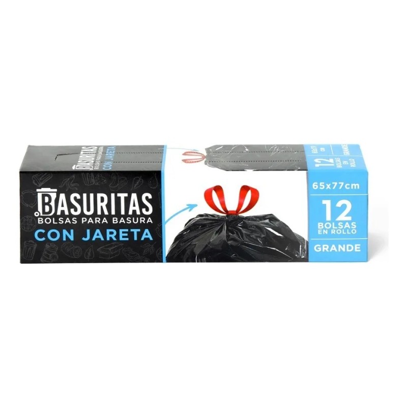 24 Bolsas De Basura Grande Basuritas, 65x77 Cm, Pack 2x12