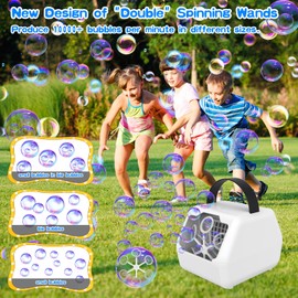 Panamalar Bubble Machine, Professional Automatic Bubble Maker Toy for Kids, 10000+ Bubble/Min with Double Wands/400ml Big Tank, 2 Speeds Electric Bubble Blower for Outdoor Party Wedding Birthday-Black