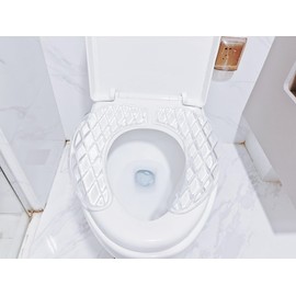 Gel Toilet Seat Cushion - Toilet Cushion for Bathroom - Portable and Washable - Universal Padded Toilet seat for Standard U Shape Toilet Seats -Adhesive Toilet Seat Cushion for Women Seniors (Clear)