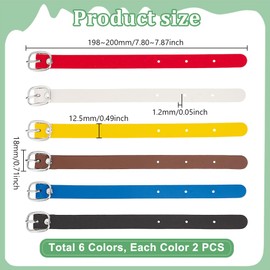 AHANDMAKER 12Pcs Kilt Extender Straps, 6 Colors Luggage Tag Straps, Imitation Leather Luggage Labels Strap with Metal Buckle, Loops Leather Name Strap Tag Holders for Suitcase Card Pass Holder
