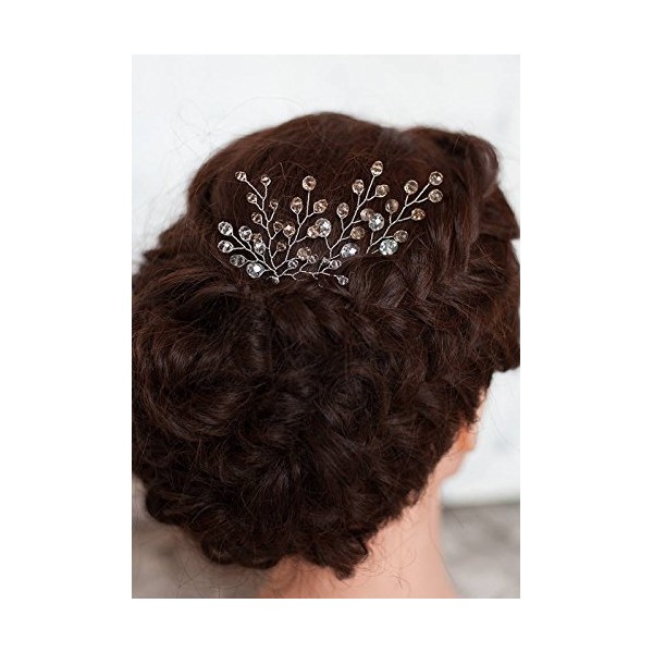 FXmimior Bridal Women Champagne Vintage Rhinestone Wedding Party Hair Pins Cilps Crystal Hair Accessories(pack of 3)