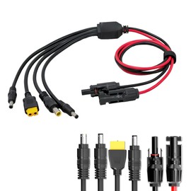 LVYUAN Solar Charging Cable, 4 in 1 MC4 DC Solar Charger Converter Cable, Conversion Connector, Length of 3.8 ft (1 m), Solar Cable for Portable Power Supply, For Connecting Foldable Solar Panels,