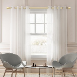 1” Diameter Curtain Rods Itself is 30 to144 inch 1 Pack Fit 30-142 inch, 66 to 120 inch Window with Heavy Duty Adjustable Rod Gold Curtain Splicing Metal Extra Long Curtain Rod for Windows