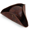Skeleteen Faux Leather Pirate Hat - Brown Distressed Leather Colonial