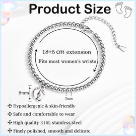 GETFACAI Mum to be Bracelet, Mum to be, Mummy to Be Gifts, aby Shower Gifts for Mum, Mum-to-Be Gifts, Pregnancy Gifts for Mum Expecting 1st Mothers Day Gifts, Little Foot Charm and Greeting Card