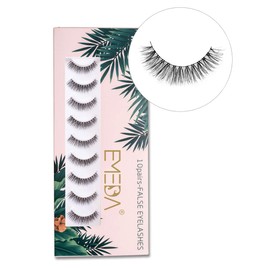10 pairs False Eyelashes Natural Look Eyelashes Soft Fake Lashes 100% Handmade Lashes Reusable Eye Lash Transparent Band 1 Pack by EMEDA 002 Style