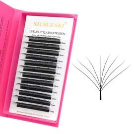 XIUSUZAKI W Lash Extensions 8D Eyelash Extensions W Shape 0.07mm Thickness D Curl Mix 8-15mm Premade Fans Individual Lashes Volume Matte Black 12 Rows Crisscross False Eyelashes(W-8D-0.07-D,8-15mm)