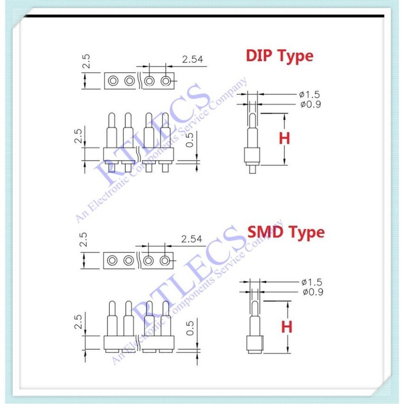 2 Pcs 수 스프링 장착 포고 커넥터 54MM 피치 4