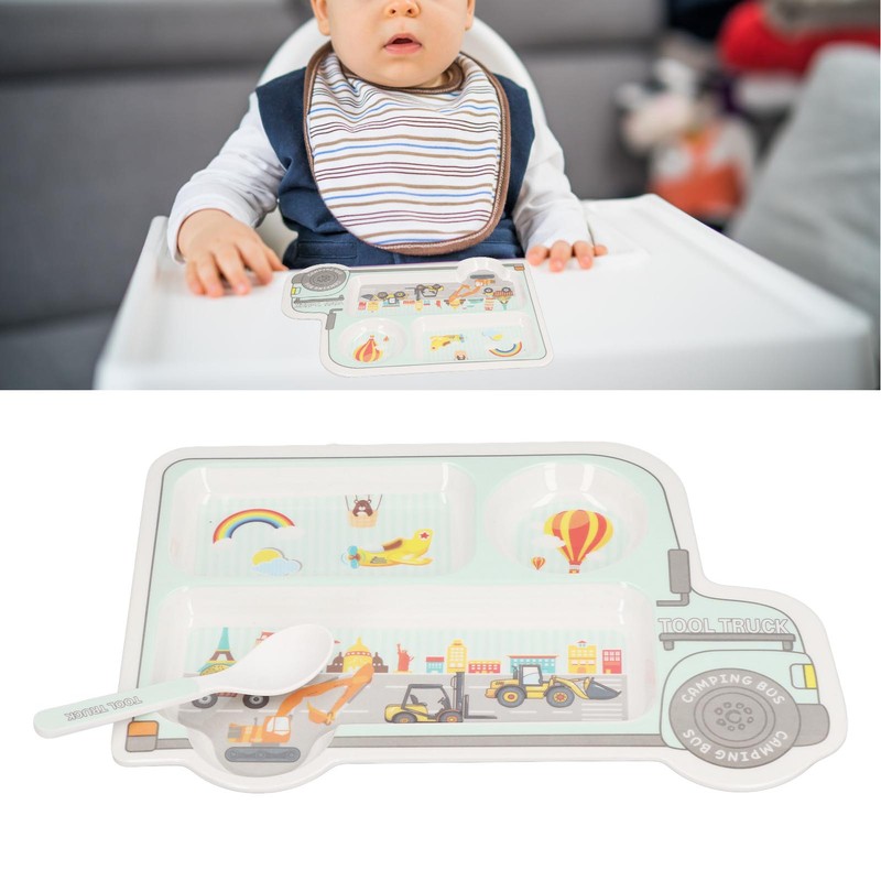 Cartoon Bamboo Toddler Plate Lovely Divided Bamboo Kids Dinnerware Set