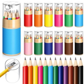 Humyoun 12 Sets Small Pencils Bulk 2 HB Mini Half Golf Pencils with Sharpener 3.5 Inch Cute Colorful Pre-sharpened Short Pencil for Kid Children Classroom Back to School Graduation Gift Supplies