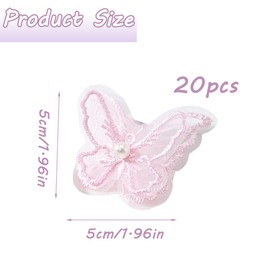 QIUMING Iron-On Butterfly Double Layer Lace Fabric Patches Butterflies 3D Butterfly Patches for Sew-On Butterfly Sewing Patches for DIY Clothing Bag (Pink)