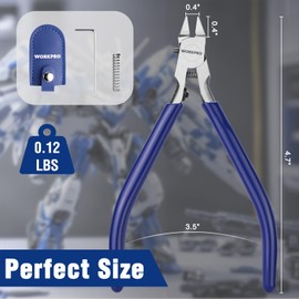 WORKPRO 4.7" Model Nippers Tool, Ultra-thin Single Blade Nipper for Plastic Model, Non-slip Sprue Cutter for Model Building Repairing and Fixing