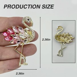 Flamingo Brooch Pin for Women - Elegant Rhinestone Crystal Lapel Pin, Perfect for Dress Hat Bag Suit Tie, Great Flamingo Gift and Fashion Accessory colorful
