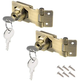 XMHF 2Pcs Keyed Hasp Locks 2.5 Inch Twist Knob Keyed Locking Hasp, Metal Safety Hasp Latches Keyed Different for Small Doors, Cabinets and Toolbox, Bronze