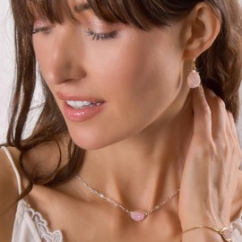 Pink Teardrop Earrings for Women - Light Pink Earrings for Women Dangling, Boho Dangly Simple Tear Drop Dangles, Blush Simulated Druzy Stone, Simulated Rose Quartz Drops for Bridal Bridesmaids