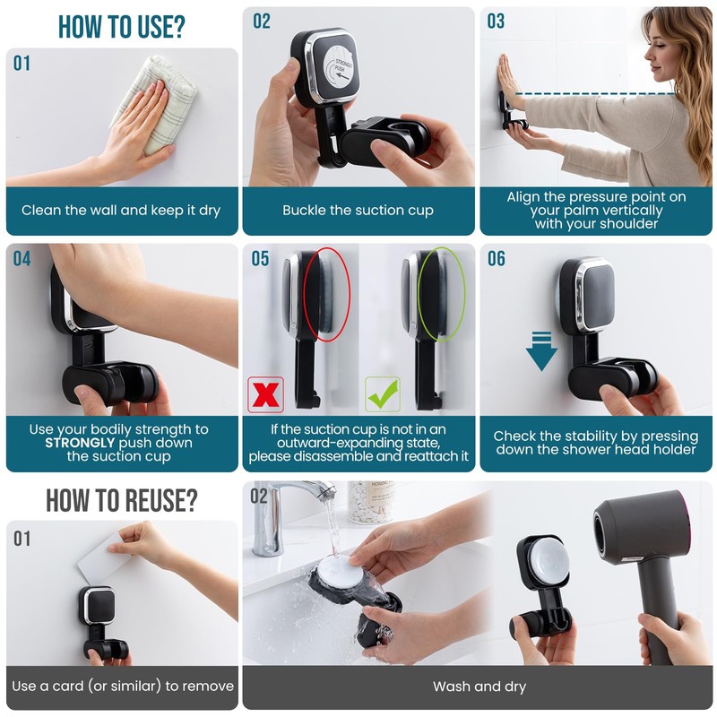 TAILI Shower Head Holder No Drilling Max Hold 5 kg