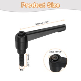 sourcing map 2Pcs M6 x 16mm Adjustable Knobs Handle Male Thread Push Button Ratchet Quick Release Locking Rotating Bolt for Lathe Machinery, Black