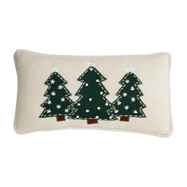 Mud Pie Tree Xmas Mini Felt Pillows, 6" x 12", White