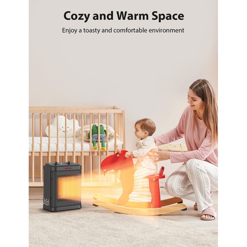 1500W Small Space Heater for Indoor Use, PTC Ceramic Space