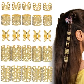 Nogeqi 100PCS Gold Hair Jewelry for Women Braids, Gold Hair Cuffs Clips Charms Rings Dreadlock Accessories for Locs, Metal Braid Jewelry Decorations for Women Girls