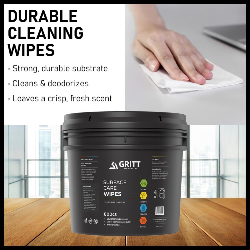 Surface Care Wipes with Reusable Dispenser Bucket 800 Count Refill