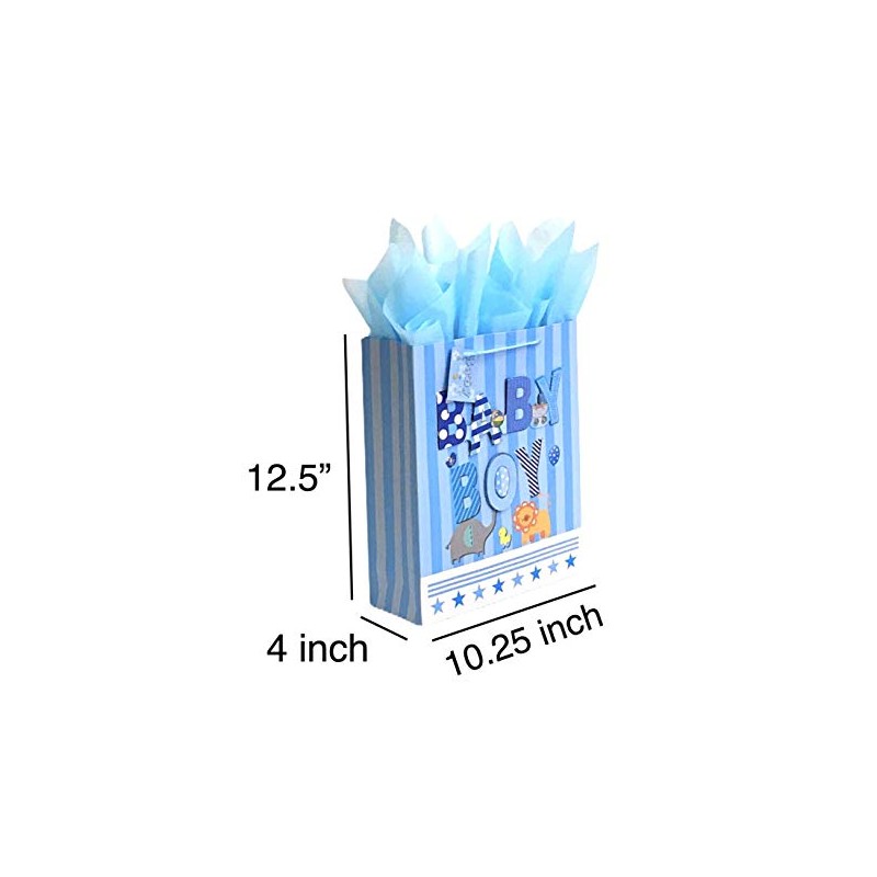 12.5" Medium Baby Gift Bags with Tissue Papers for Baby