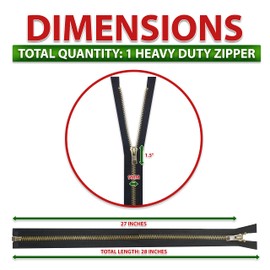 Mandala Crafts - cierre resistente de 27 pulgadas, color negro #10, cierre de metal de latón envejecido para costura, cierre separadora para chamarra, cierre, reemplazo de tapicería