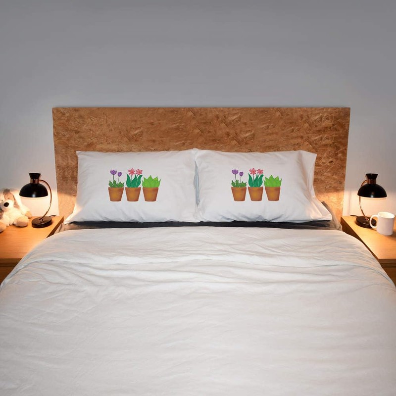 2 x 'Plants In Pots' Cotton Pillow Cases (PW00041890)