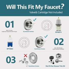 Replacement 5" Dual Shower Combo Faucet Tub Trim Kit for Delta 1300/1400 & 13/14 Series, High Pressure Round Rain Shower Head& Handheld Set, Faucet System, Brushed Nickel (Valve& Catridge Not Inclued)