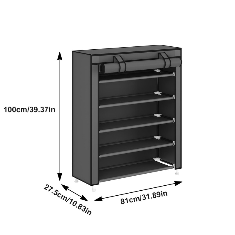 Laiensia 5-Tier Vertical Shoe Rack Organizer, Space Saving Shoe Storage