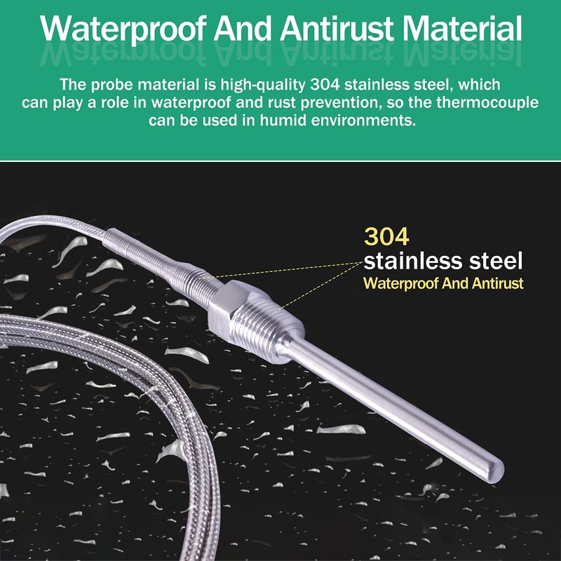 Twidec/2M NPT 1/4" inch (6X50MM) Pipe Thread Temperature Sensor Probe