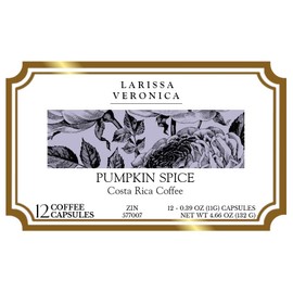 Pumpkin Spice Costa Rica Coffee (Single Serve K-Cup Pods) (Gourmet, Naturally Flavored, Whole Coffee Beans) (12 pods, ZIN: 577007)