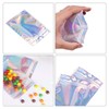 Malastar 4.7x7.9 inch 100PCS Reusable Smell Proof Bags,Holographic Cute Foil