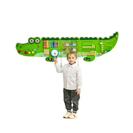 VEVOR Crocodile Activity Busy Board Wall, 9 Wall Activities Board, Montessori Sensory Wall Panel for Kids 3-12 Years, Sensory Wall Activity Board, Ideal for Toddler Playroom Nursery Classroom