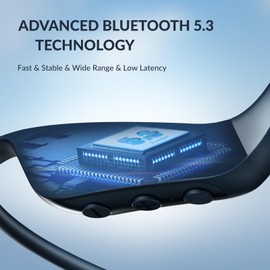 TONEMAC Q5 Wireless Air Conduction Headphones,Open-Ear Bluetooth 5.3 Earphones with MEMS Mic,IPX6 Waterproof Sports Headset,16H Playtime for Workout, Running,Cycling, Gym,Hiking (Blue)