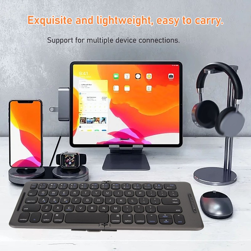 Foldable Bluetooth Keyboard 2 Fold Wireless Keyboard 3 Channel for