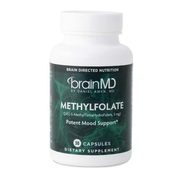 Dr Amen BrainMD Methylfolate - 30 Capsules - Potent Mood Support - Gluten Free - 30 Servings