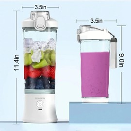 DENOKIN Portable Blender 20oz Vessel, Cordless Personal Size Blender for Shakes and Smoothies with 6 Blade, Small Blender for Kitchen, Home, Travel